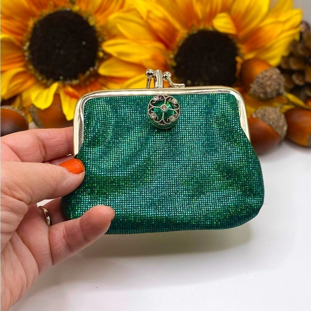 Beautiful Shimmering Emerald Green Micro Purse & Elegant Green 18mm Ginger Snap!